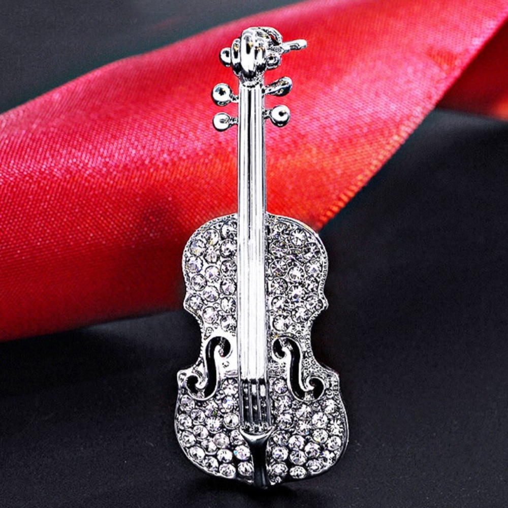 NWT Violin brooch in gold or silver - Picture 7 of 8